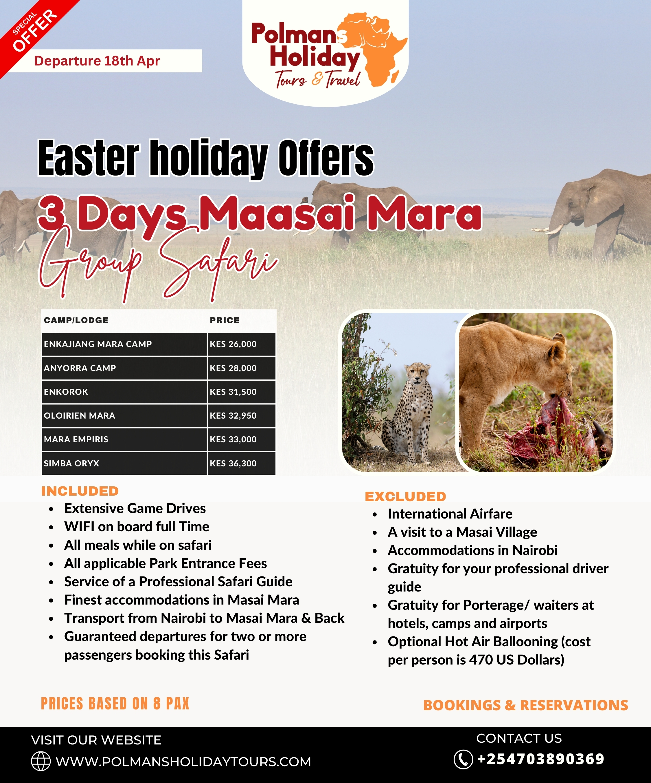 Maasai Mara 3 Days 2 Nights Easter Holiday Package By Polmans Holiday Tours and Travel